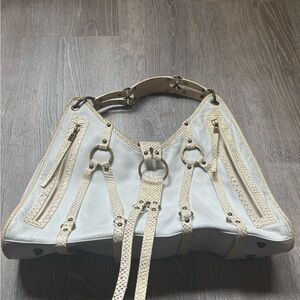 Cole Haan G Series Ivory Shoulder Bag with Gold Rings
